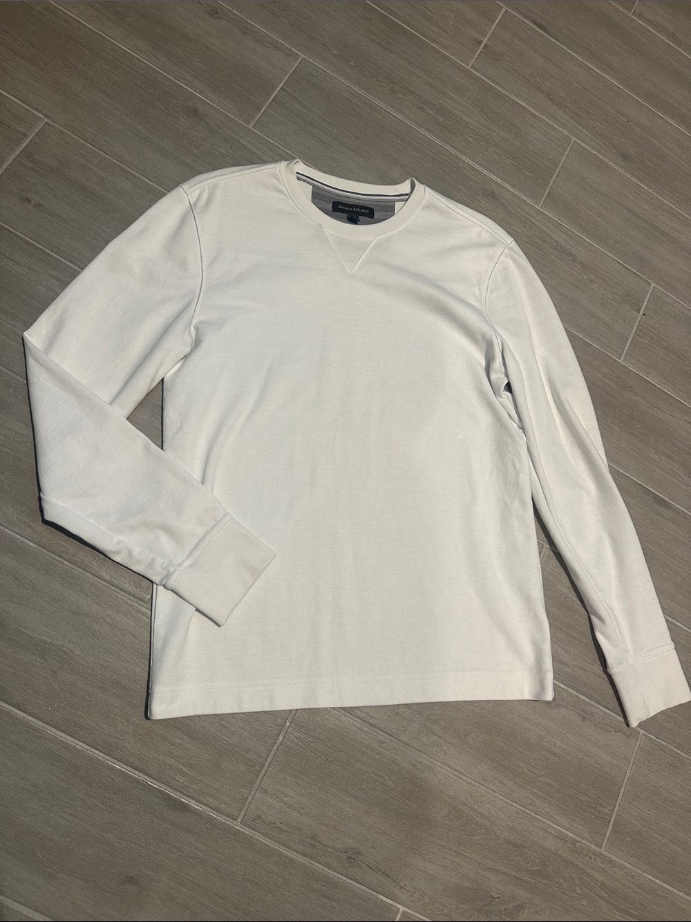 Banana Republic Men's Long-Sleeve Crewneck Shirt - White